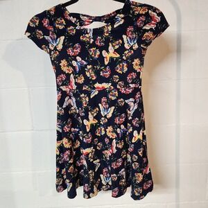 Epic Threads Girls Butterfly Floral Dress Kids Size S Short Sleeve Bow Back Soft